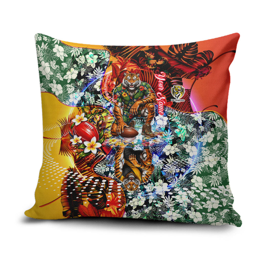 Personalized Richmond Football Tigers Pillow Cover Tropical Hibiscus Flowers - Pacific Fusion Style