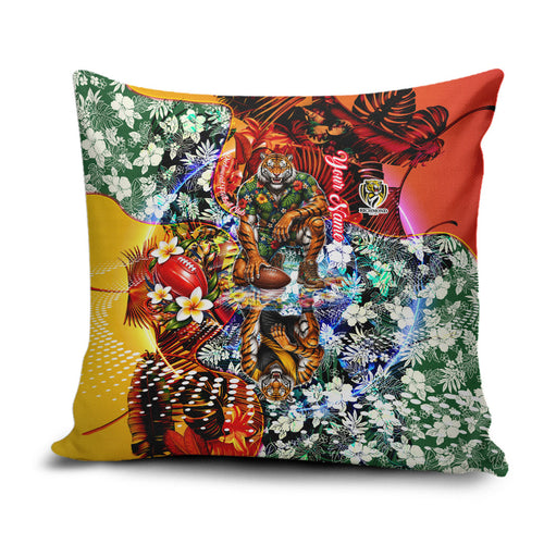 Personalized Richmond Football Tigers Pillow Cover Tropical Hibiscus Flowers - Pacific Fusion Style