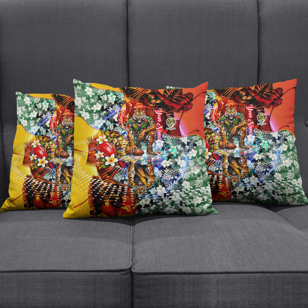 Personalized Richmond Football Tigers Pillow Cover Tropical Hibiscus Flowers - Pacific Fusion Style