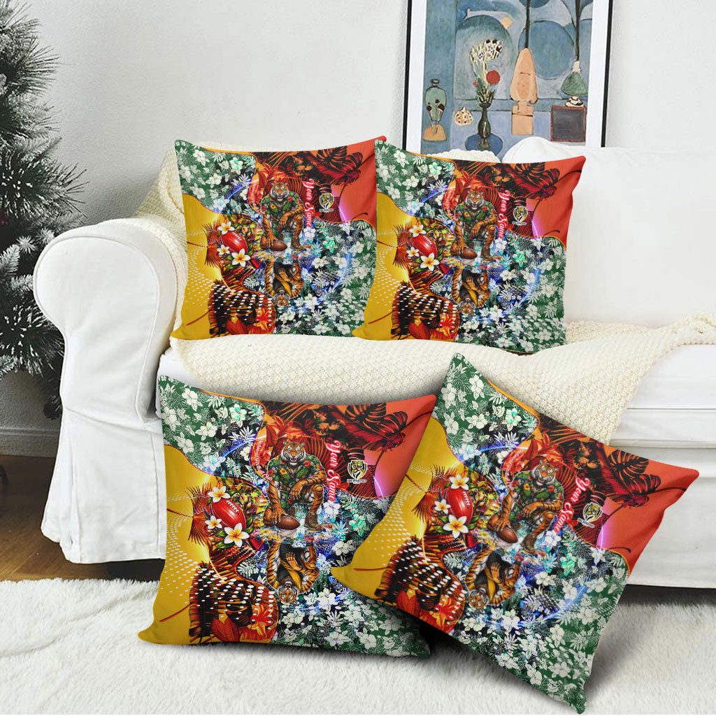 Personalized Richmond Football Tigers Pillow Cover Tropical Hibiscus Flowers - Pacific Fusion Style