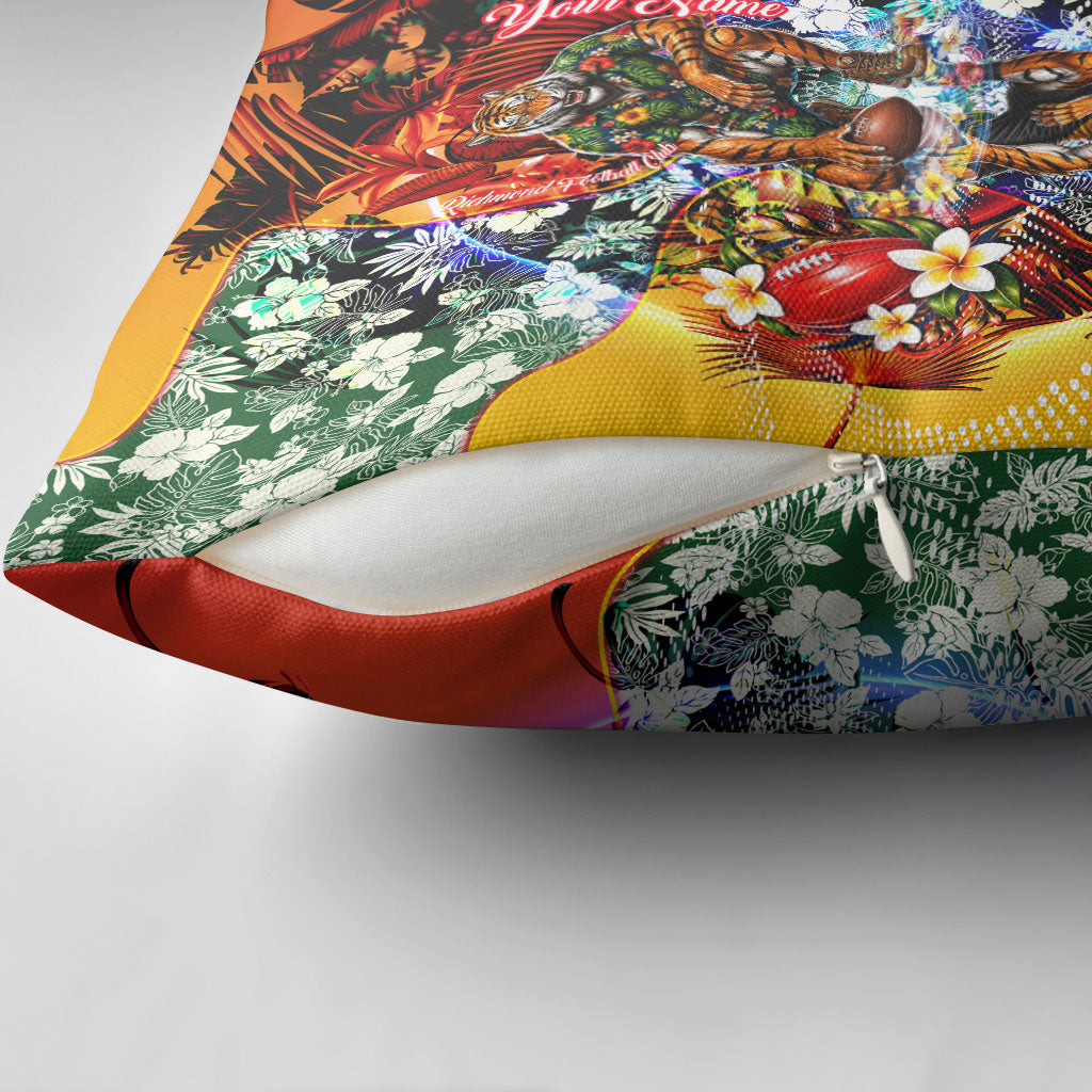 Personalized Richmond Football Tigers Pillow Cover Tropical Hibiscus Flowers - Pacific Fusion Style
