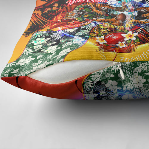 Personalized Richmond Football Tigers Pillow Cover Tropical Hibiscus Flowers - Pacific Fusion Style