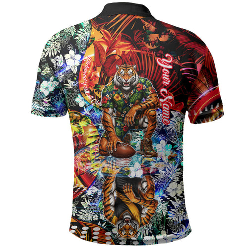 Personalized Richmond Football Tigers Polo Shirt Tropical Hibiscus Flowers - Pacific Fusion Style