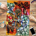 Personalized Richmond Football Tigers Puzzle Tropical Hibiscus Flowers - Pacific Fusion Style