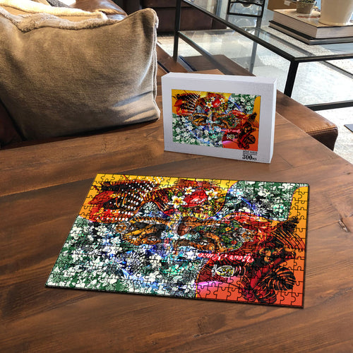 Personalized Richmond Football Tigers Puzzle Tropical Hibiscus Flowers - Pacific Fusion Style