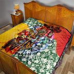 Personalized Richmond Football Tigers Quilt Tropical Hibiscus Flowers - Pacific Fusion Style