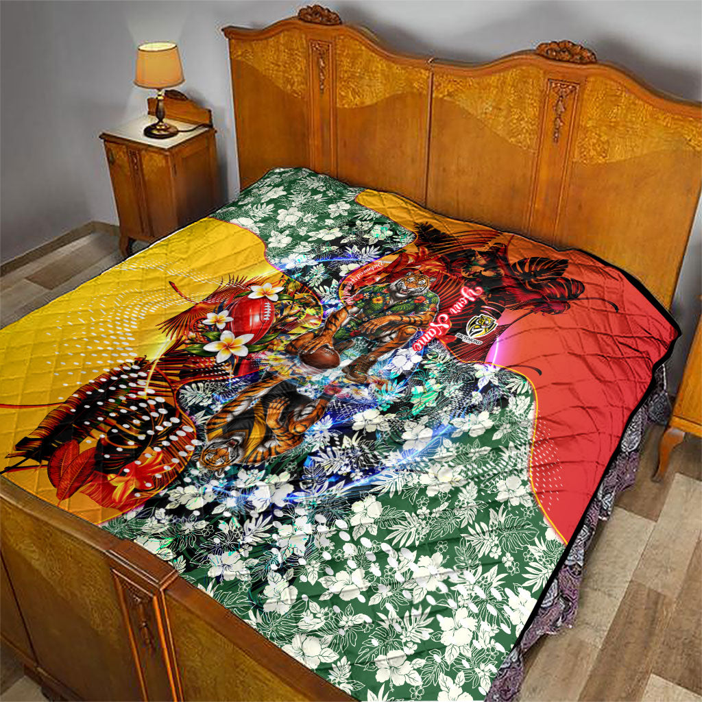 Personalized Richmond Football Tigers Quilt Tropical Hibiscus Flowers - Pacific Fusion Style