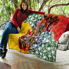 Personalized Richmond Football Tigers Quilt Tropical Hibiscus Flowers - Pacific Fusion Style