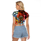 Personalized Richmond Football Tigers Raglan Cropped T Shirt Tropical Hibiscus Flowers - Pacific Fusion Style
