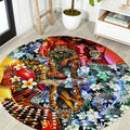 Personalized Richmond Football Tigers Round Carpet Tropical Hibiscus Flowers - Pacific Fusion Style