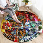 Personalized Richmond Football Tigers Round Carpet Tropical Hibiscus Flowers - Pacific Fusion Style