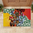Personalized Richmond Football Tigers Rubber Doormat Tropical Hibiscus Flowers - Pacific Fusion Style