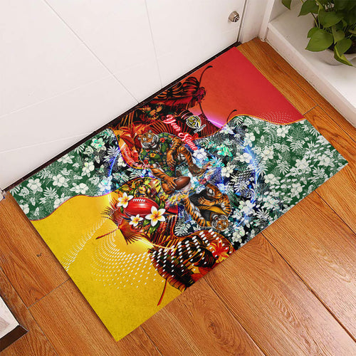 Personalized Richmond Football Tigers Rubber Doormat Tropical Hibiscus Flowers - Pacific Fusion Style