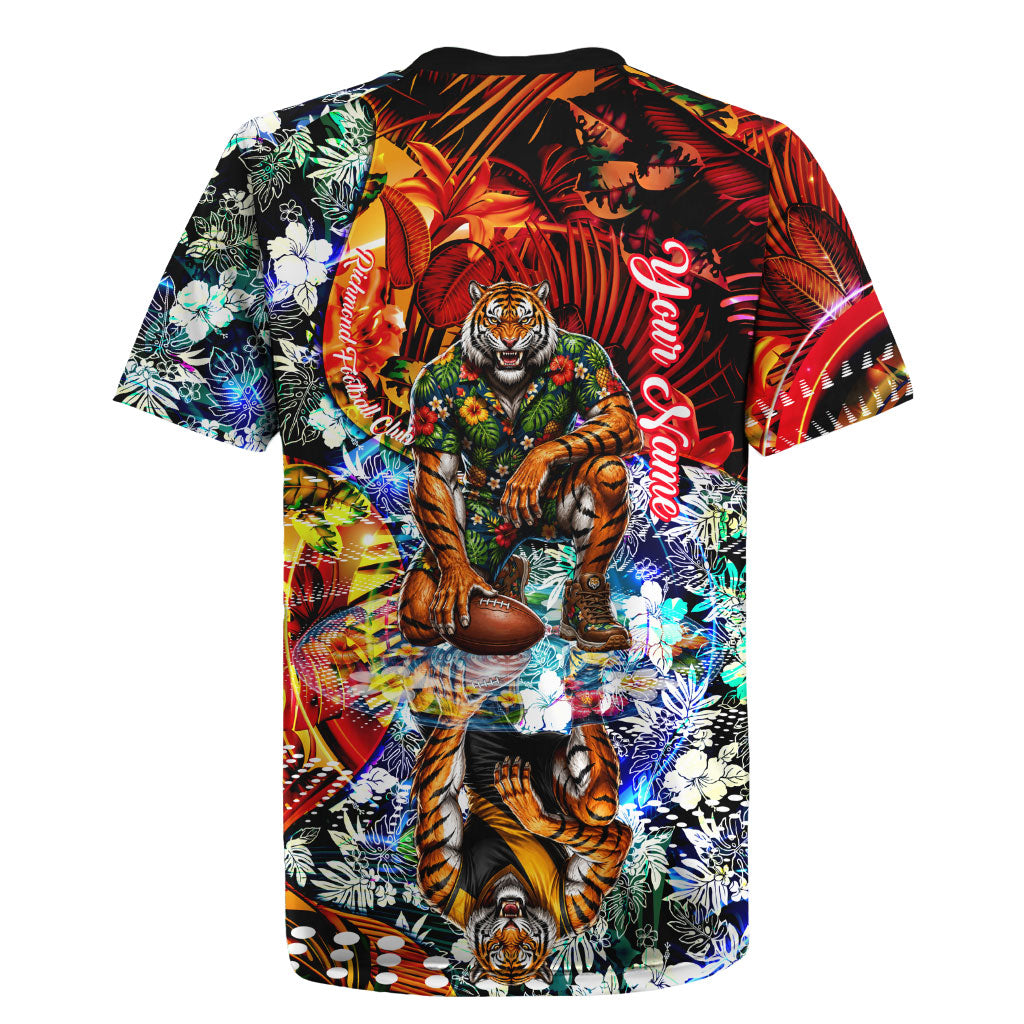 Personalized Richmond Football Tigers Rugby Jersey Tropical Hibiscus Flowers - Pacific Fusion Style