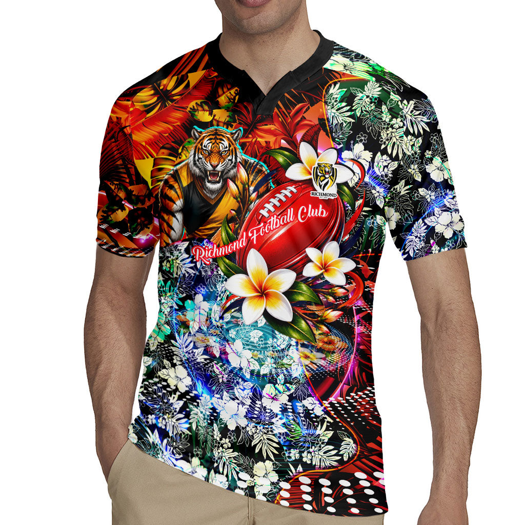 Personalized Richmond Football Tigers Rugby Jersey Tropical Hibiscus Flowers - Pacific Fusion Style