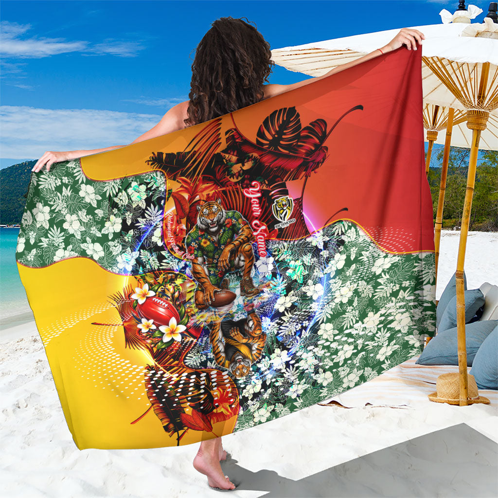 Personalized Richmond Football Tigers Sarong Tropical Hibiscus Flowers - Pacific Fusion Style