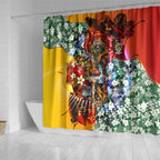 Personalized Richmond Football Tigers Shower Curtain Tropical Hibiscus Flowers - Pacific Fusion Style