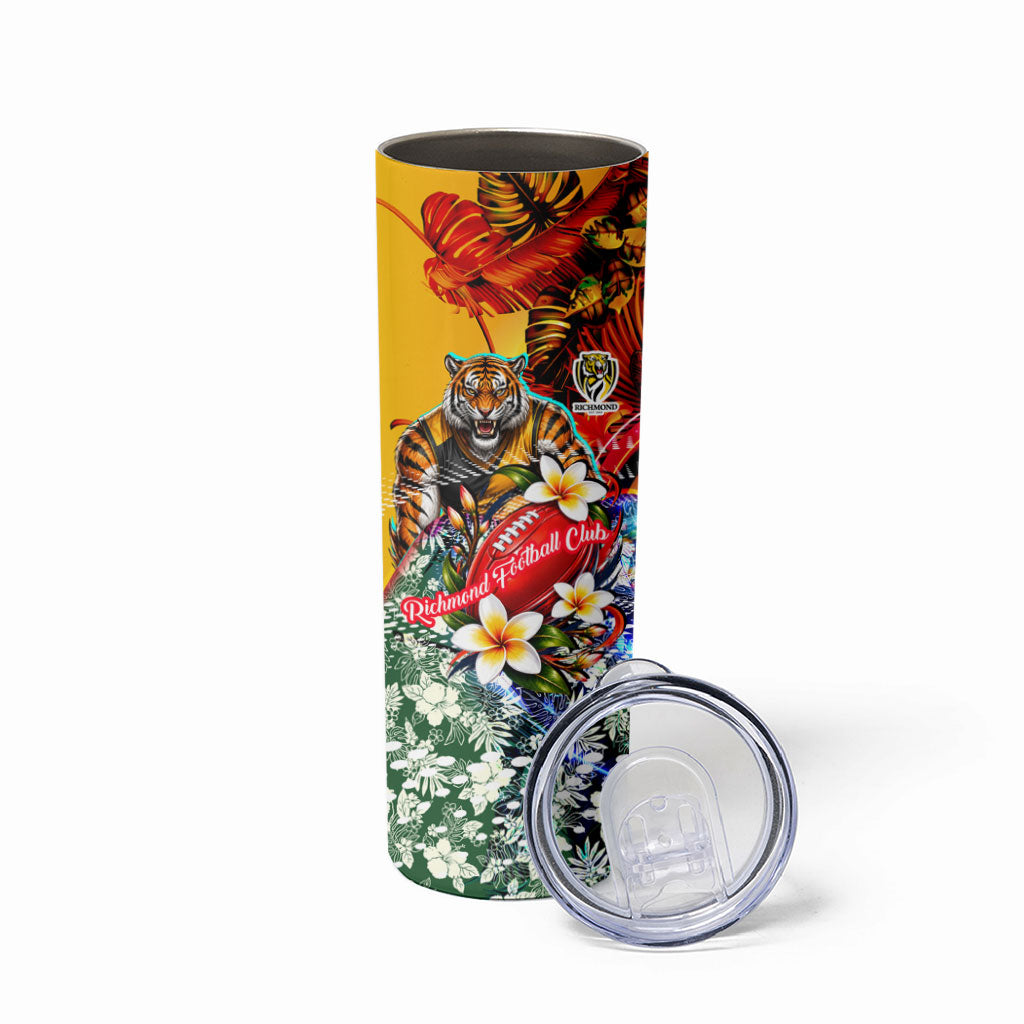 Personalized Richmond Football Tigers Skinny Tumbler Tropical Hibiscus Flowers - Pacific Fusion Style