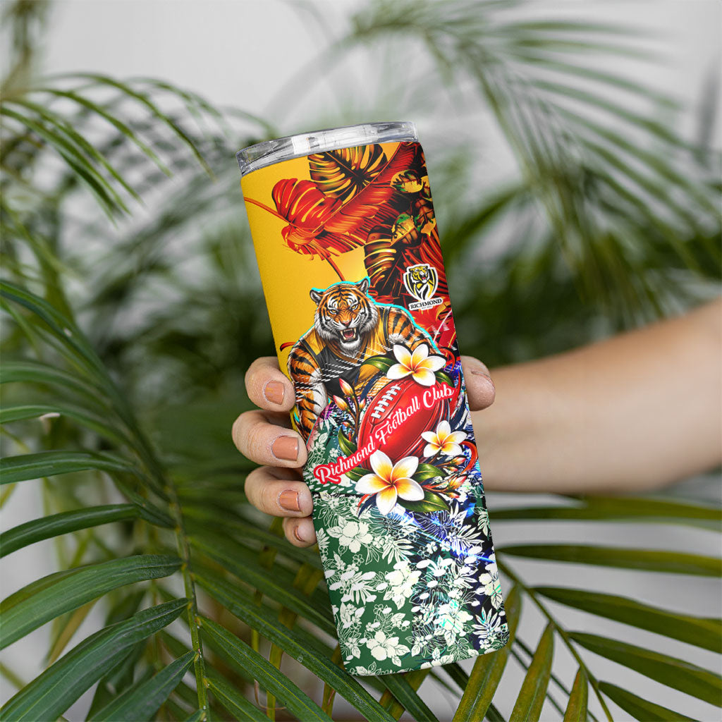 Personalized Richmond Football Tigers Skinny Tumbler Tropical Hibiscus Flowers - Pacific Fusion Style
