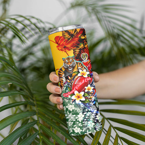Personalized Richmond Football Tigers Skinny Tumbler Tropical Hibiscus Flowers - Pacific Fusion Style