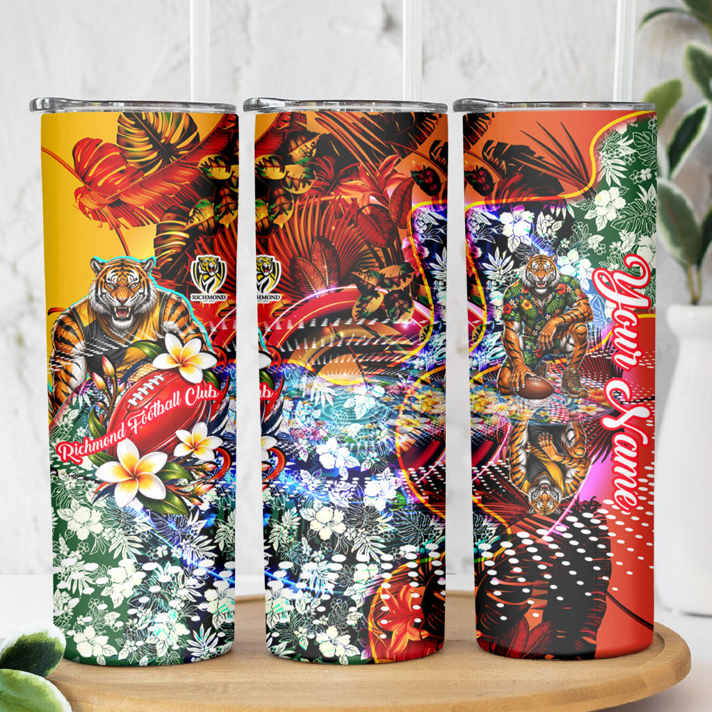 Personalized Richmond Football Tigers Skinny Tumbler Tropical Hibiscus Flowers - Pacific Fusion Style