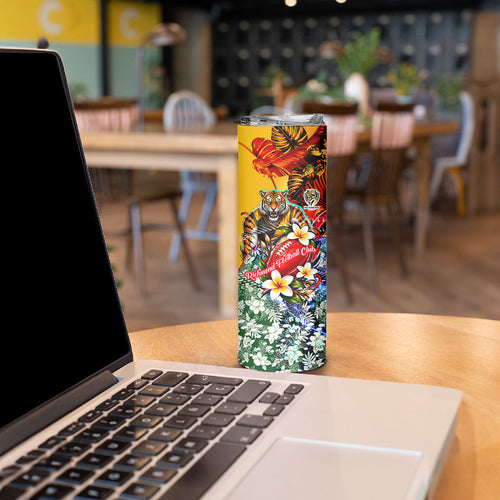 Personalized Richmond Football Tigers Skinny Tumbler Tropical Hibiscus Flowers - Pacific Fusion Style