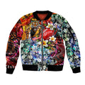 Personalized Richmond Football Tigers Sleeve Zip Bomber Jacket Tropical Hibiscus Flowers - Pacific Fusion Style