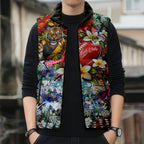 Personalized Richmond Football Tigers Sleeveless Puffer Jacket Tropical Hibiscus Flowers - Pacific Fusion Style