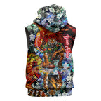 Personalized Richmond Football Tigers Sleeveless Zip Hoodie Tropical Hibiscus Flowers - Pacific Fusion Style