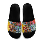 Personalized Richmond Football Tigers Slide Sandals Tropical Hibiscus Flowers - Pacific Fusion Style