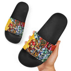 Personalized Richmond Football Tigers Slide Sandals Tropical Hibiscus Flowers - Pacific Fusion Style