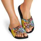 Personalized Richmond Football Tigers Slide Sandals Tropical Hibiscus Flowers - Pacific Fusion Style