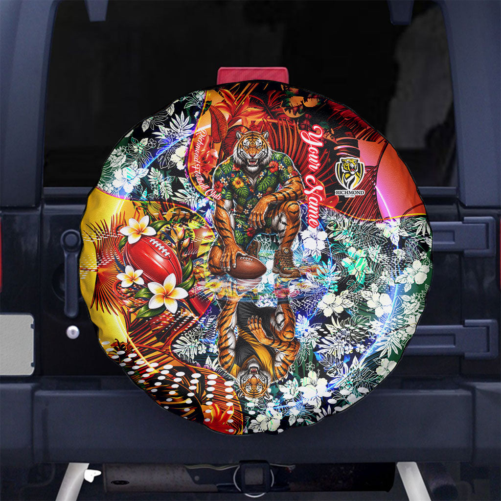 Personalized Richmond Football Tigers Spare Tire Cover Tropical Hibiscus Flowers - Pacific Fusion Style