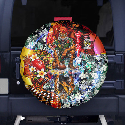 Personalized Richmond Football Tigers Spare Tire Cover Tropical Hibiscus Flowers - Pacific Fusion Style