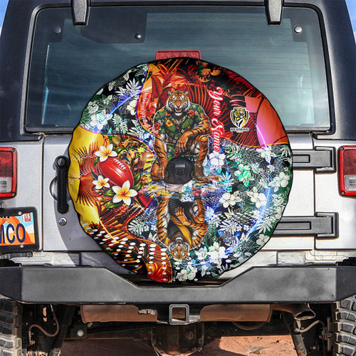 Personalized Richmond Football Tigers Spare Tire Cover Tropical Hibiscus Flowers - Pacific Fusion Style