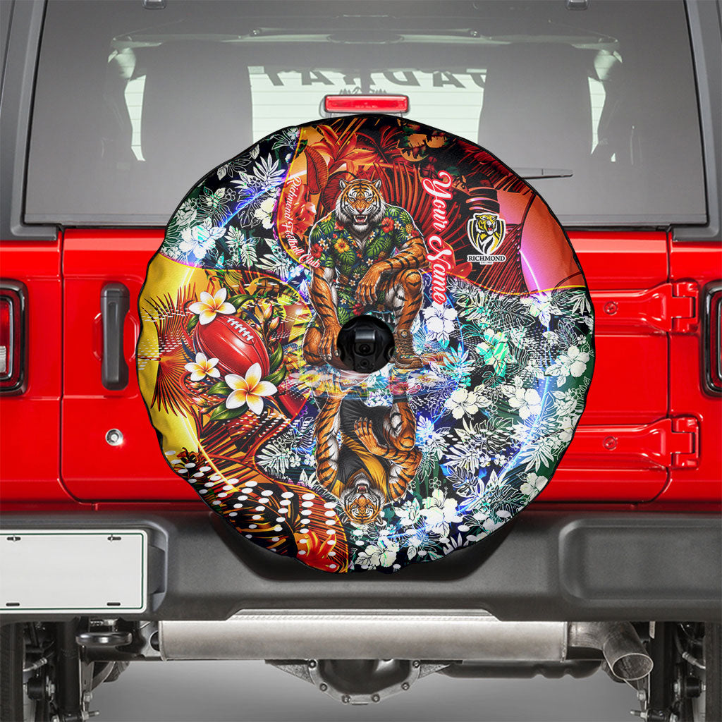 Personalized Richmond Football Tigers Spare Tire Cover Tropical Hibiscus Flowers - Pacific Fusion Style