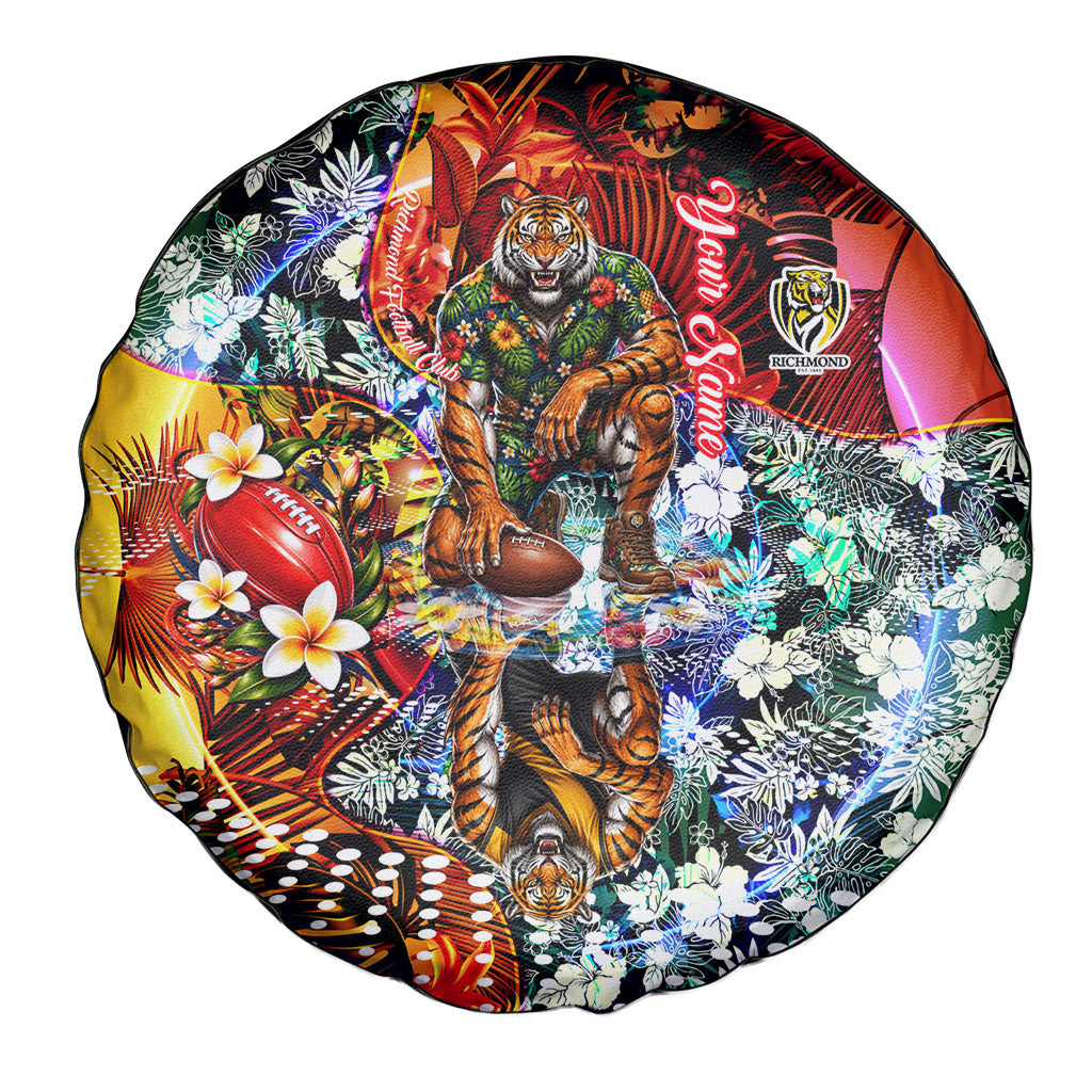 Personalized Richmond Football Tigers Spare Tire Cover Tropical Hibiscus Flowers - Pacific Fusion Style