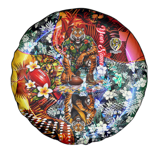 Personalized Richmond Football Tigers Spare Tire Cover Tropical Hibiscus Flowers - Pacific Fusion Style