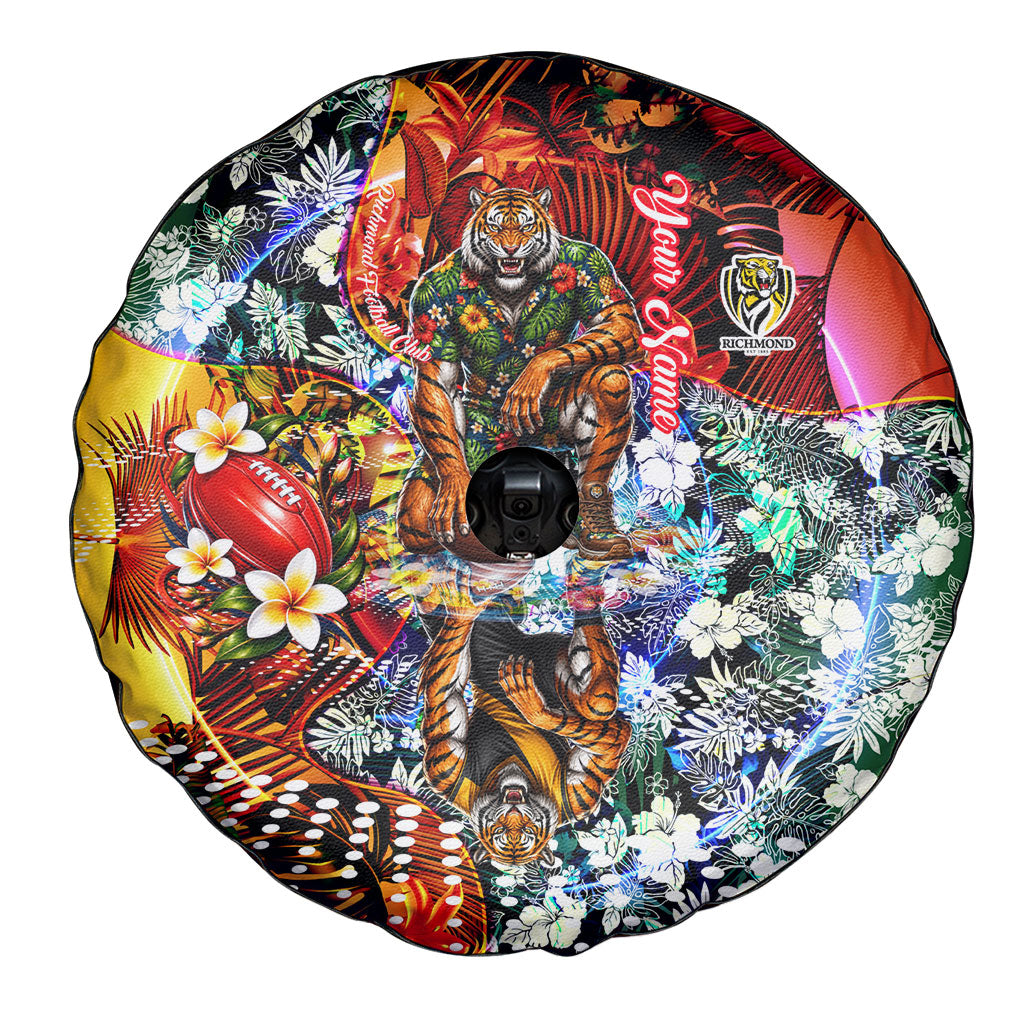 Personalized Richmond Football Tigers Spare Tire Cover Tropical Hibiscus Flowers - Pacific Fusion Style