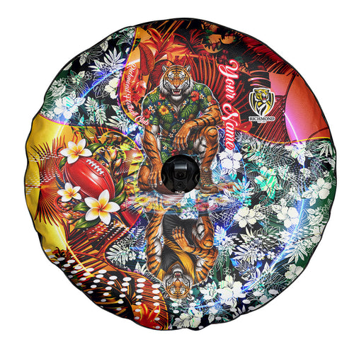 Personalized Richmond Football Tigers Spare Tire Cover Tropical Hibiscus Flowers - Pacific Fusion Style