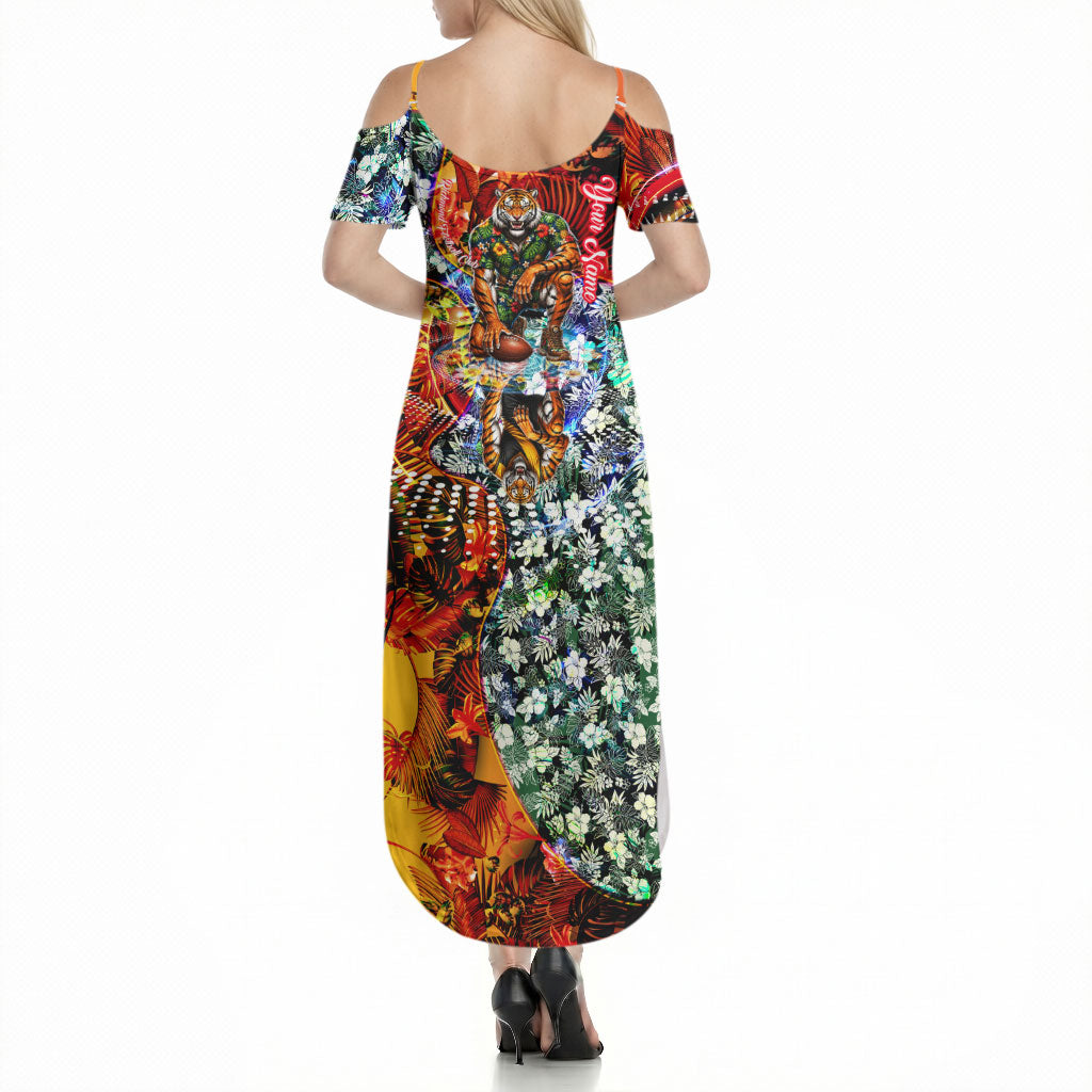 Personalized Richmond Football Tigers Summer Maxi Dress Tropical Hibiscus Flowers - Pacific Fusion Style
