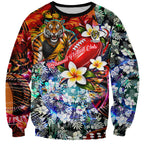 Personalized Richmond Football Tigers Sweatshirt Tropical Hibiscus Flowers - Pacific Fusion Style