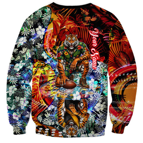 Personalized Richmond Football Tigers Sweatshirt Tropical Hibiscus Flowers - Pacific Fusion Style