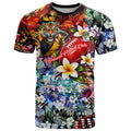 Personalized Richmond Football Tigers T Shirt Tropical Hibiscus Flowers - Pacific Fusion Style