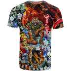 Personalized Richmond Football Tigers T Shirt Tropical Hibiscus Flowers - Pacific Fusion Style