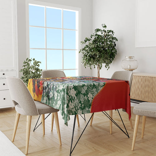 Personalized Richmond Football Tigers Tablecloth Tropical Hibiscus Flowers - Pacific Fusion Style