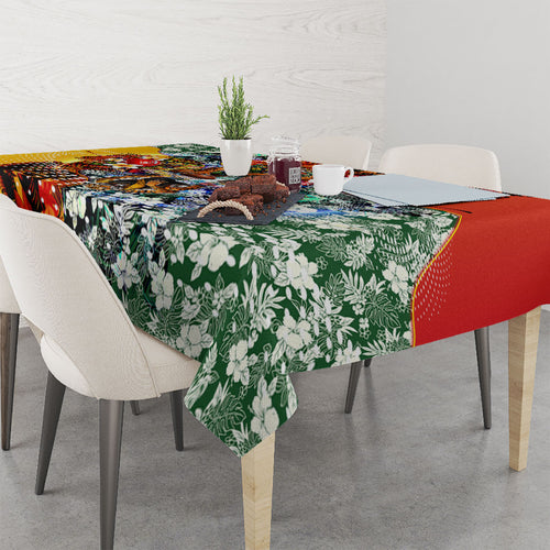 Personalized Richmond Football Tigers Tablecloth Tropical Hibiscus Flowers - Pacific Fusion Style