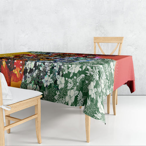 Personalized Richmond Football Tigers Tablecloth Tropical Hibiscus Flowers - Pacific Fusion Style
