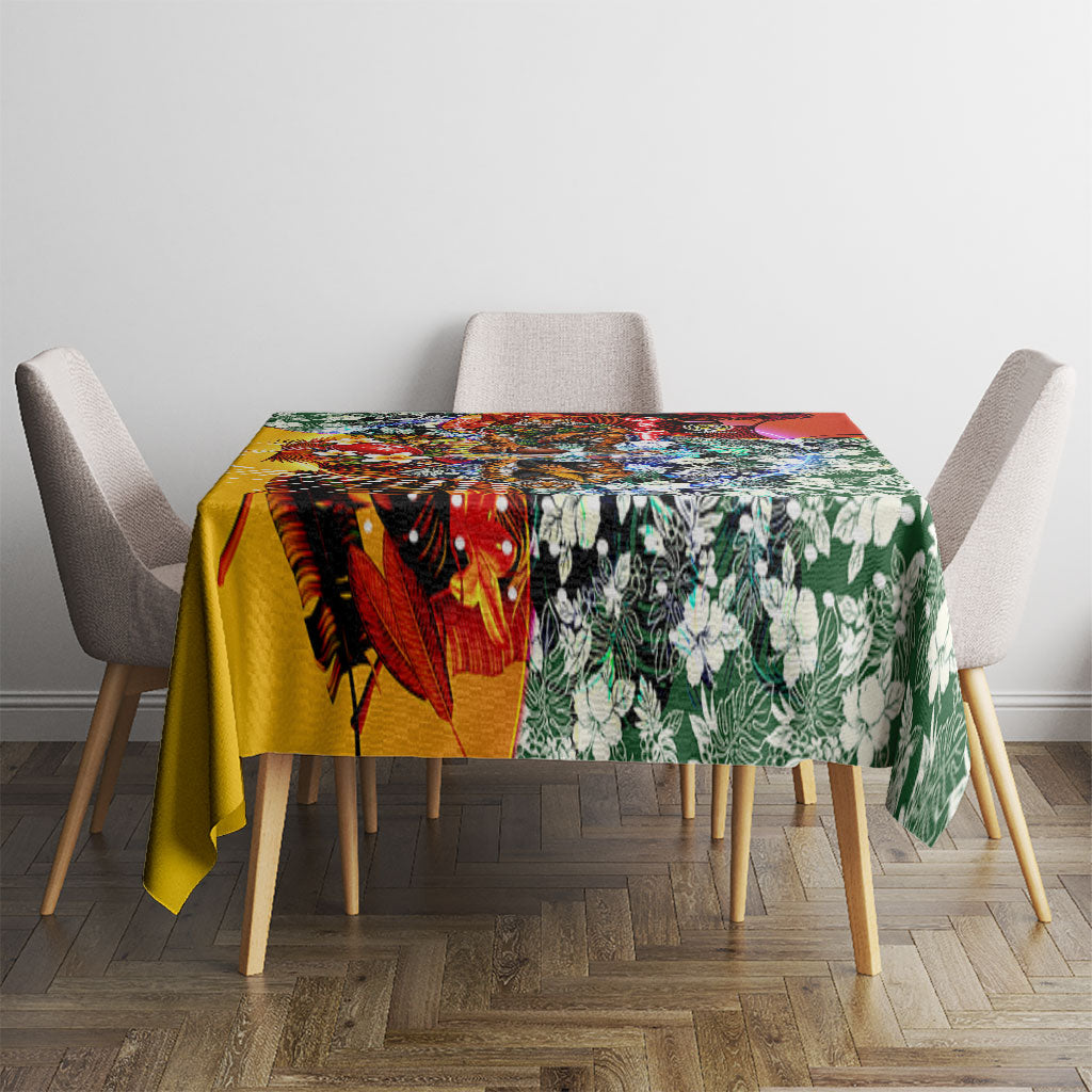 Personalized Richmond Football Tigers Tablecloth Tropical Hibiscus Flowers - Pacific Fusion Style
