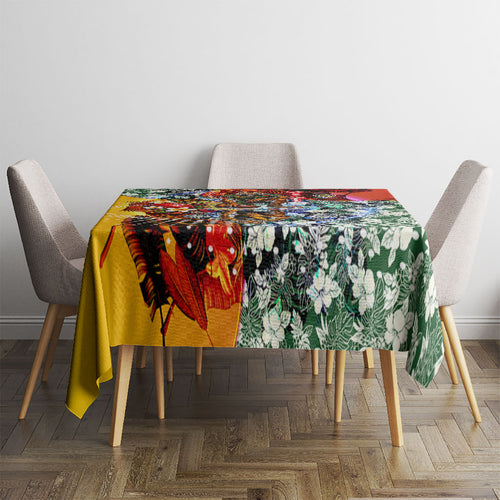 Personalized Richmond Football Tigers Tablecloth Tropical Hibiscus Flowers - Pacific Fusion Style